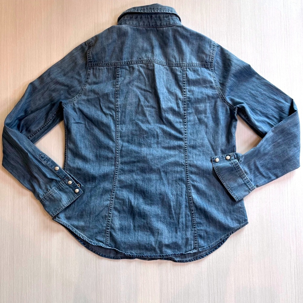 White House Black Market Denim Button-Down Shirt - Blue - Picture 5 of 7
